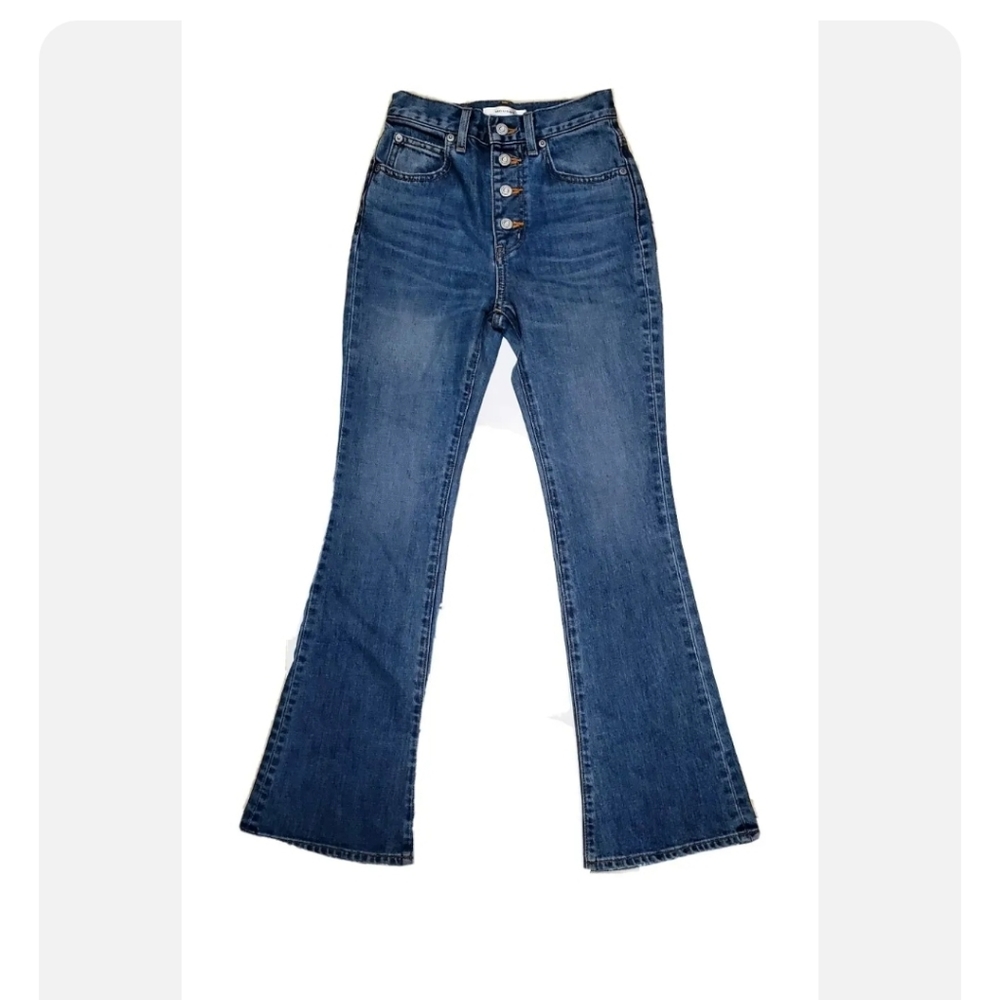 Moussy Jeans 23 Button Fly Flare Leg Distressed Hem